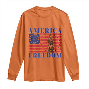 America Freedom 1776 Revolutionary War Long Sleeve Shirt Minuteman Betsy Ross Flag Patriotic History TS02 Orange Print Your Wear