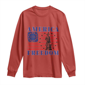 America Freedom 1776 Revolutionary War Long Sleeve Shirt Minuteman Betsy Ross Flag Patriotic History TS02 Red Print Your Wear