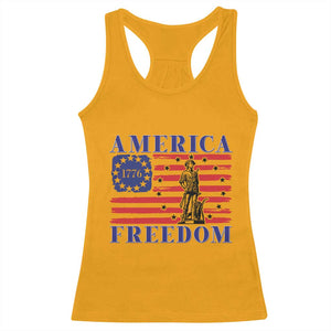 America Freedom 1776 Revolutionary War Racerback Tank Top Minuteman Betsy Ross Flag Patriotic History TS02 Gold Print Your Wear