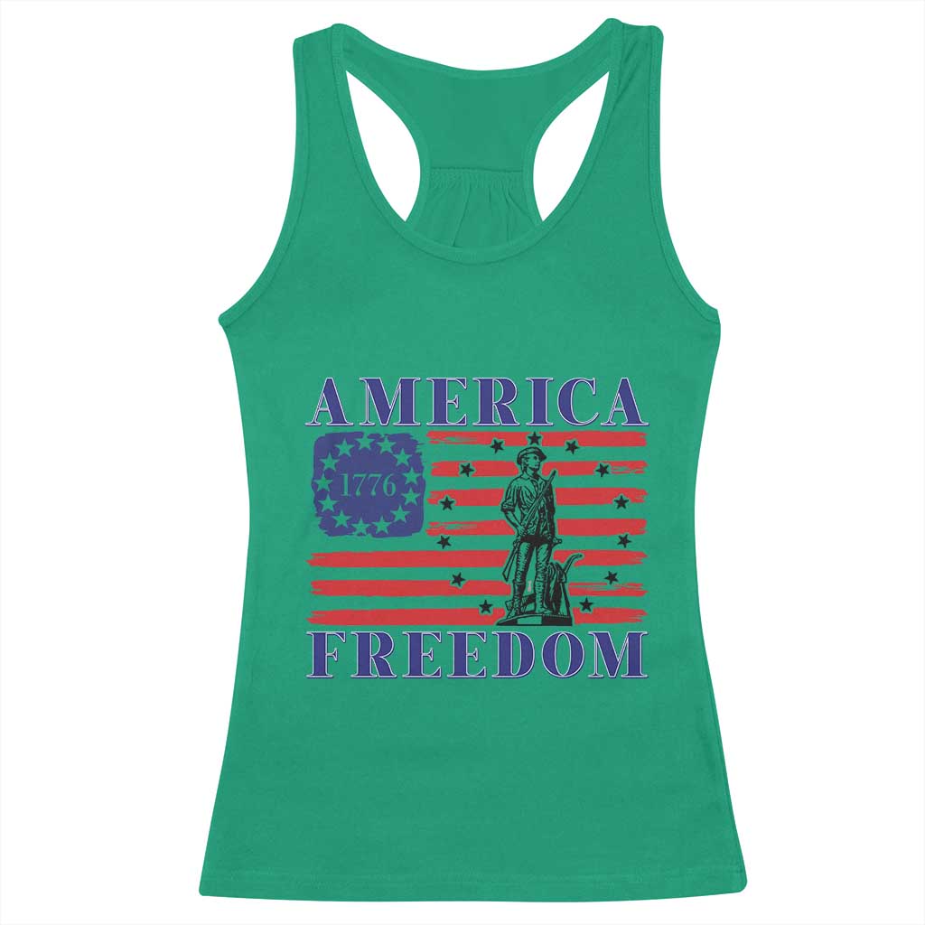 America Freedom 1776 Revolutionary War Racerback Tank Top Minuteman Betsy Ross Flag Patriotic History TS02 Irish Green Print Your Wear