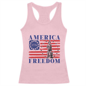 America Freedom 1776 Revolutionary War Racerback Tank Top Minuteman Betsy Ross Flag Patriotic History TS02 Light Pink Print Your Wear