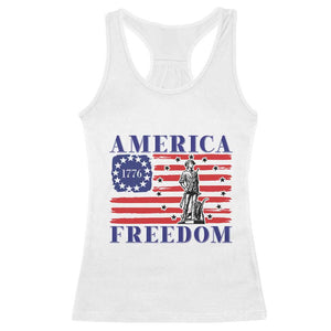 America Freedom 1776 Revolutionary War Racerback Tank Top Minuteman Betsy Ross Flag Patriotic History TS02 White Print Your Wear
