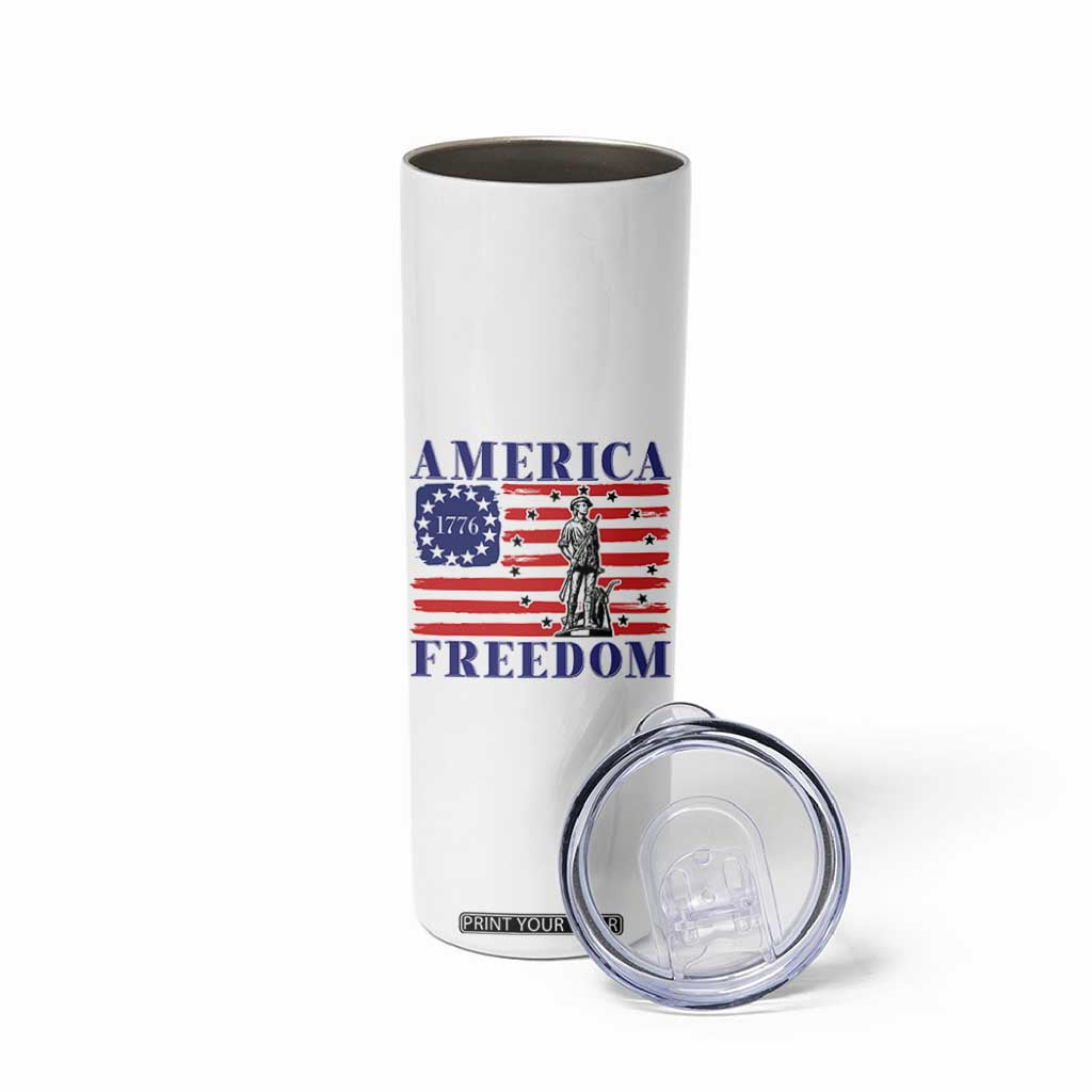 America Freedom 1776 Revolutionary War Skinny Tumbler Minuteman Betsy Ross Flag Patriotic History TS02 Print Your Wear