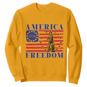 America Freedom 1776 Revolutionary War Sweatshirt Minuteman Betsy Ross Flag Patriotic History TS02 Gold Print Your Wear