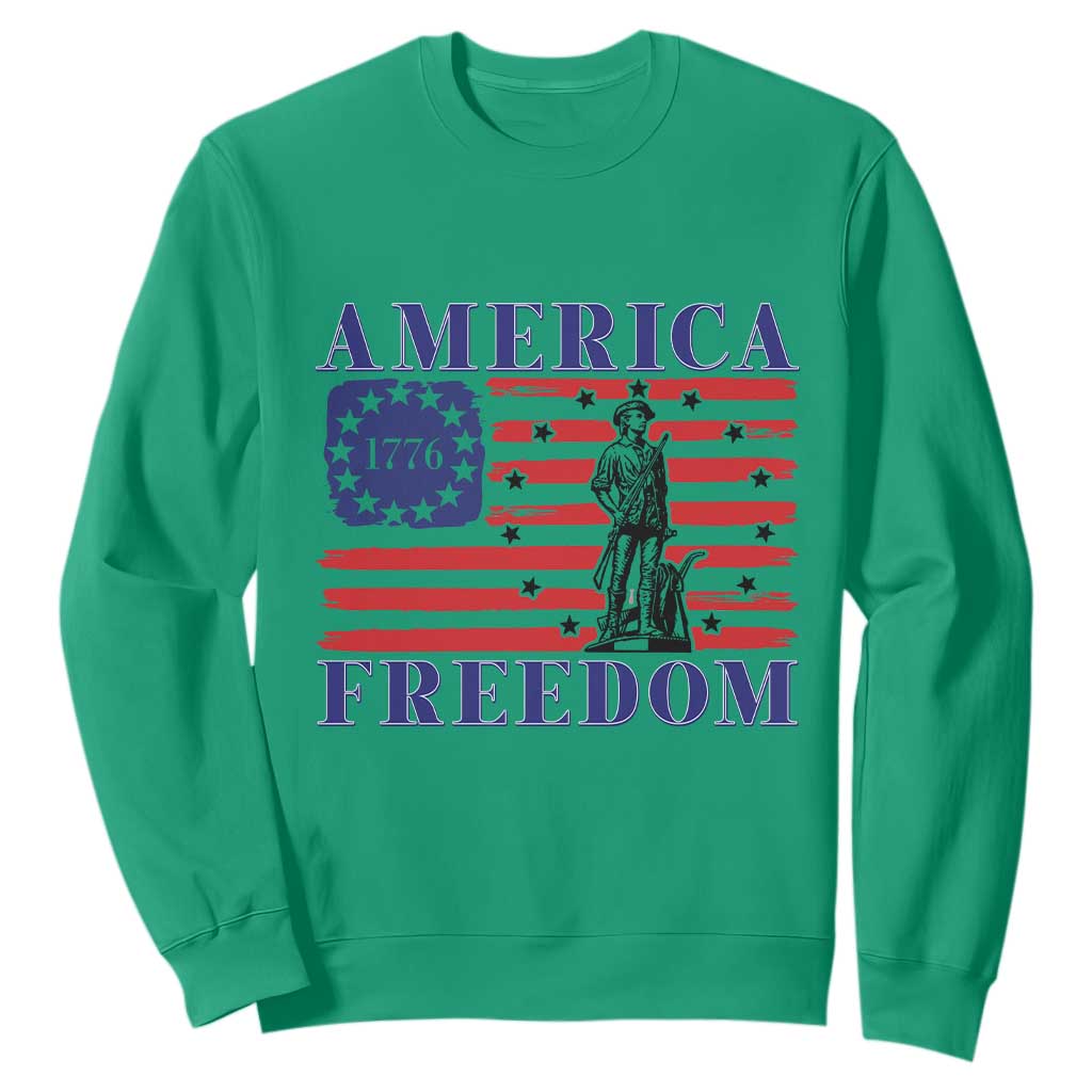 America Freedom 1776 Revolutionary War Sweatshirt Minuteman Betsy Ross Flag Patriotic History TS02 Irish Green Print Your Wear