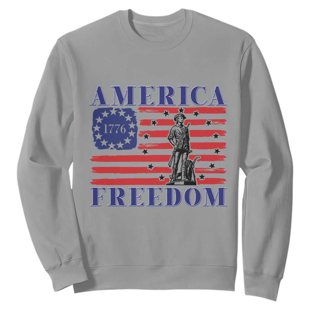 America Freedom 1776 Revolutionary War Sweatshirt Minuteman Betsy Ross Flag Patriotic History TS02 Sport Gray Print Your Wear