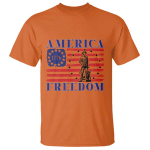 America Freedom 1776 Revolutionary War T Shirt Minuteman Betsy Ross Flag Patriotic History TS02 Orange Print Your Wear