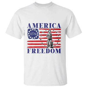 America Freedom 1776 Revolutionary War T Shirt Minuteman Betsy Ross Flag Patriotic History TS02 White Print Your Wear