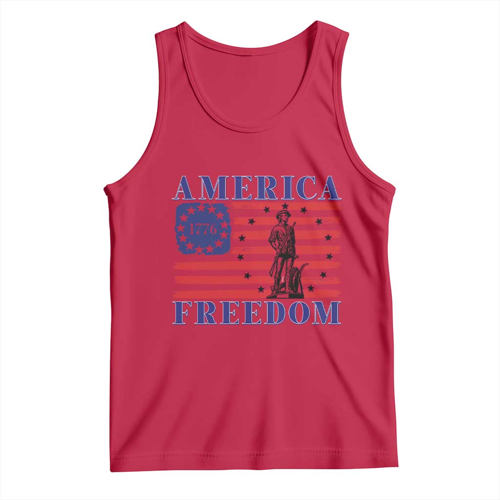America Freedom 1776 Revolutionary War Tank Top Minuteman Betsy Ross Flag Patriotic History TS02 Red Print Your Wear