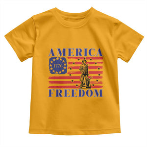 America Freedom 1776 Revolutionary War Toddler T Shirt Minuteman Betsy Ross Flag Patriotic History TS02 Gold Print Your Wear