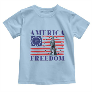 America Freedom 1776 Revolutionary War Toddler T Shirt Minuteman Betsy Ross Flag Patriotic History TS02 Light Blue Print Your Wear