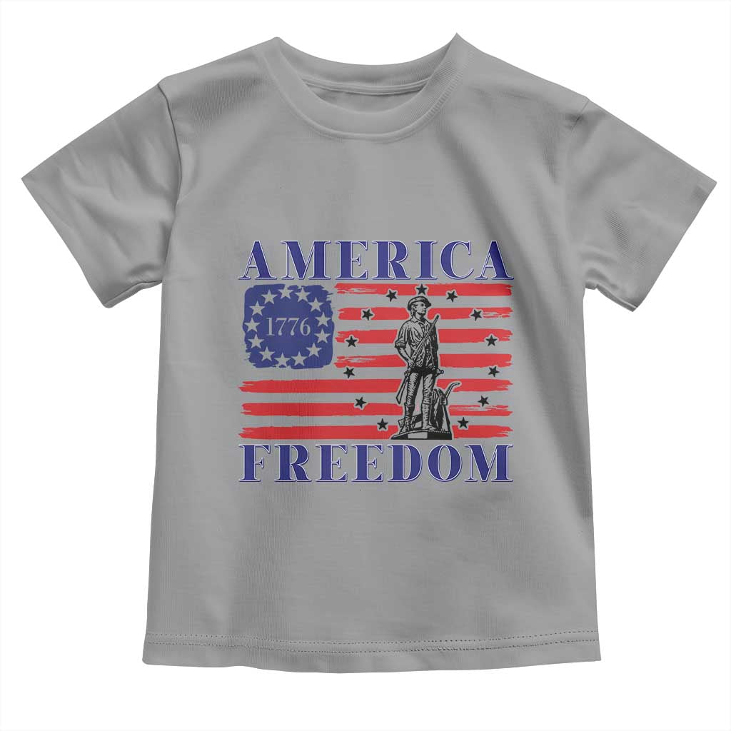 America Freedom 1776 Revolutionary War Toddler T Shirt Minuteman Betsy Ross Flag Patriotic History TS02 Sport Gray Print Your Wear