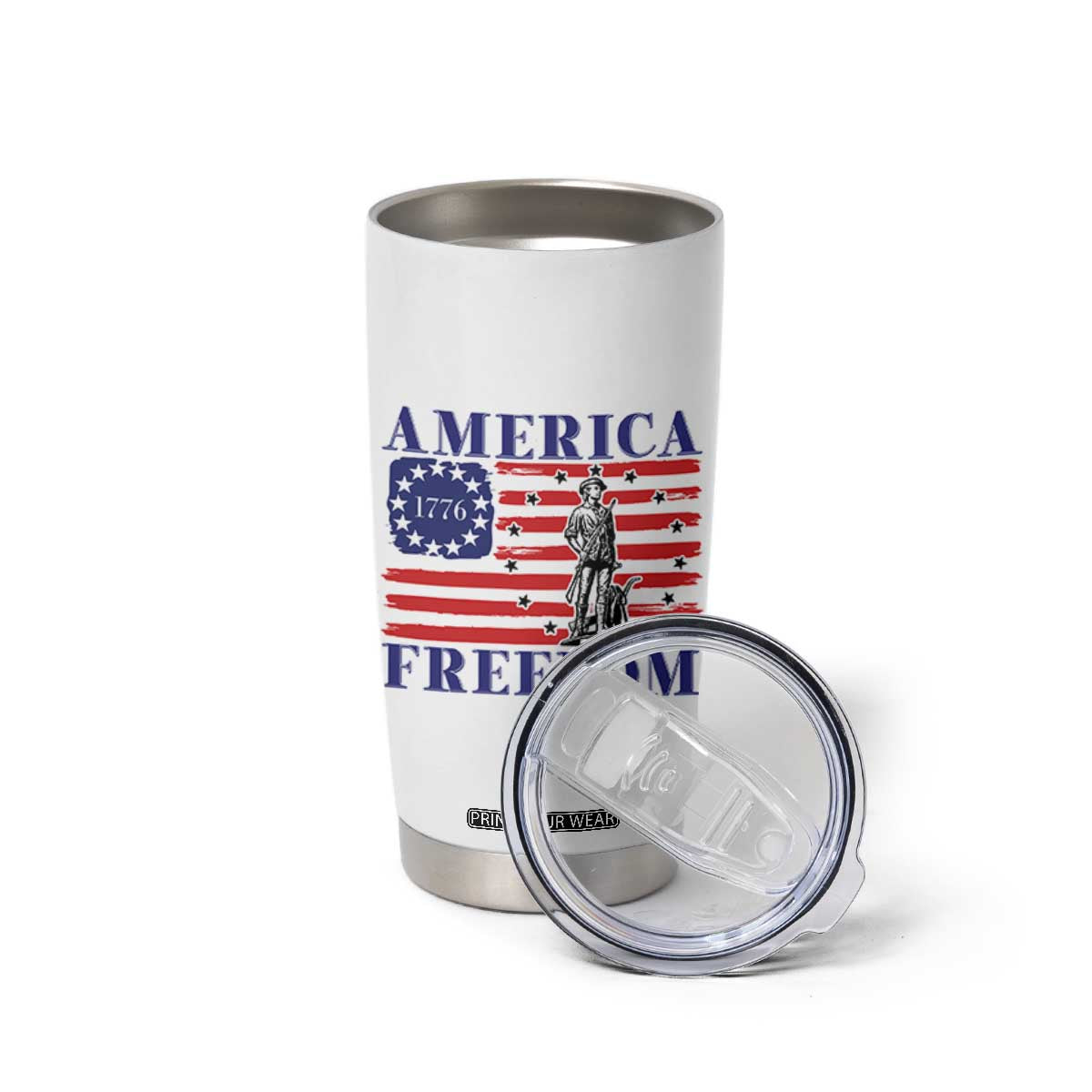 America Freedom 1776 Revolutionary War Tumbler Cup Minuteman Betsy Ross Flag Patriotic History TS02 Print Your Wear
