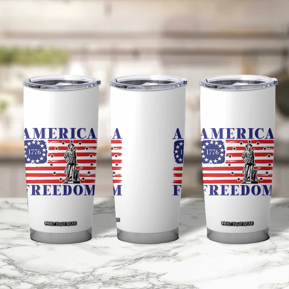 America Freedom 1776 Revolutionary War Tumbler Cup Minuteman Betsy Ross Flag Patriotic History TS02 Print Your Wear