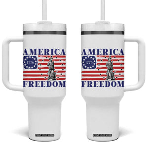 America Freedom 1776 Revolutionary War Tumbler With Handle Minuteman Betsy Ross Flag Patriotic History TS02 One Size: 40 oz White Print Your Wear