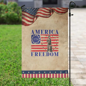 America Freedom 1776 Revolutionary War Patriotic Garden Flag Minuteman Betsy Ross Flag Patriotic History TS02 Vintage Rustic Tan Navy Print Your Wear