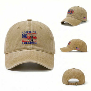 America Freedom 1776 Revolutionary War Washed Cotton Baseball Cap Minuteman Betsy Ross Flag Patriotic History TS02 Washed Cap Universal Fit Khaki Print Your Wear
