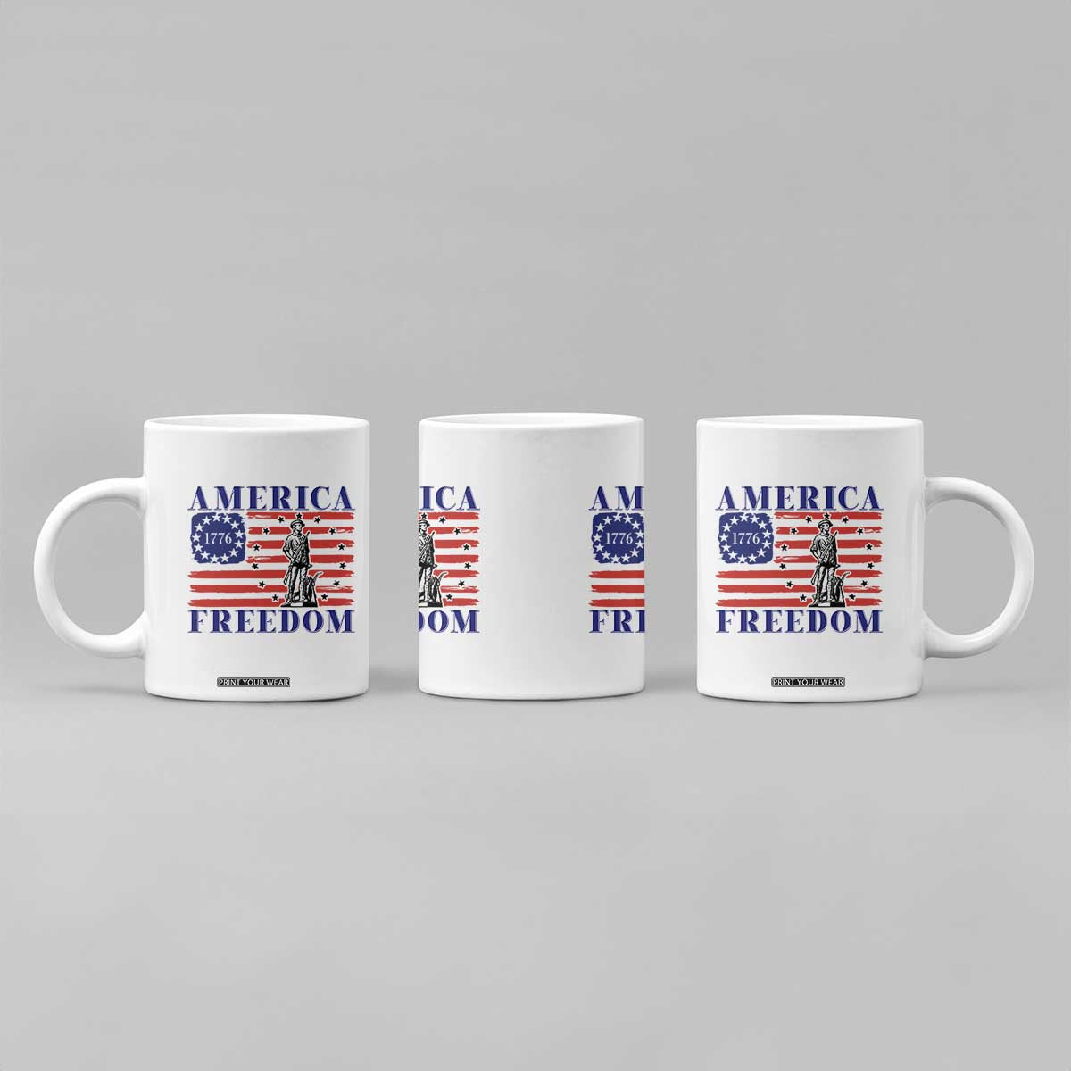 America Freedom 1776 Revolutionary War Coffee Mug Minuteman Betsy Ross Flag Patriotic History TS02 Print Your Wear