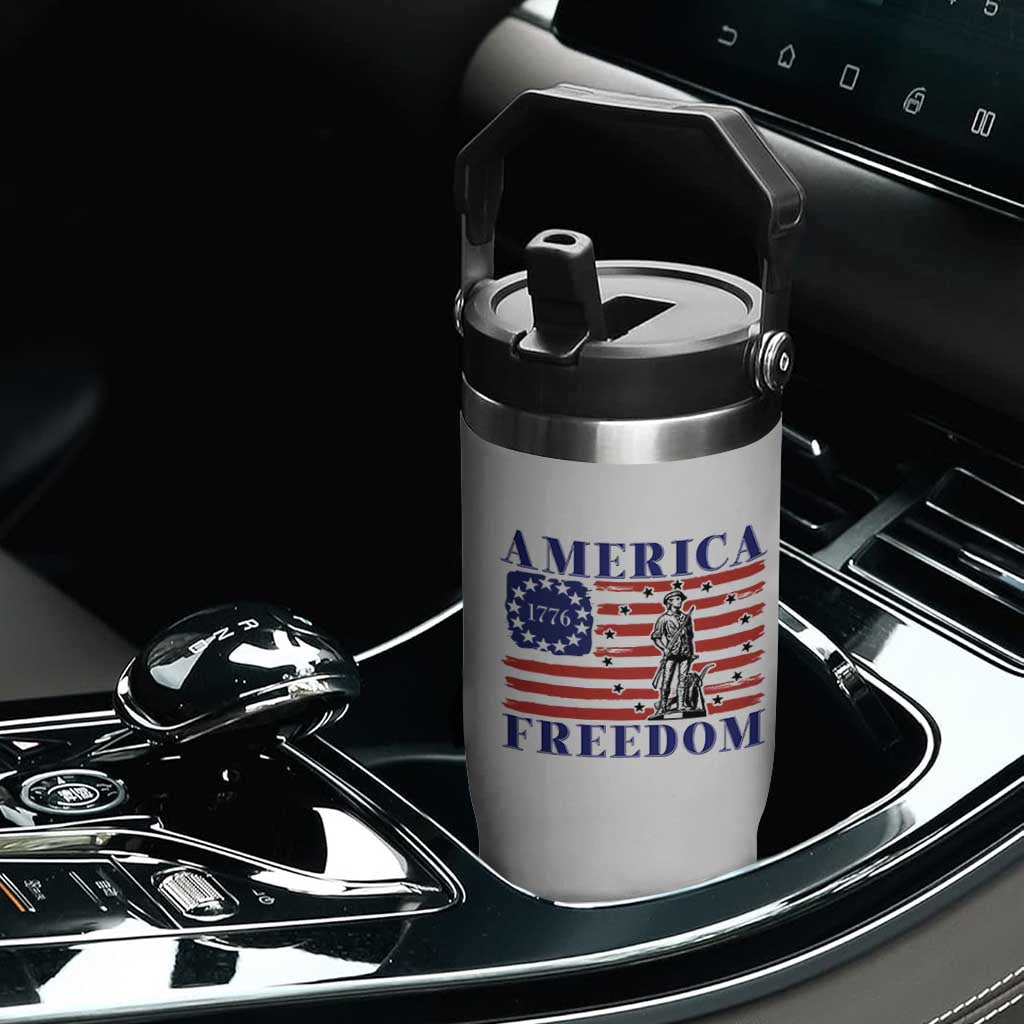 America Freedom 1776 Revolutionary War Flip Straw Tumbler Minuteman Betsy Ross Flag Patriotic History TS02 Print Your Wear