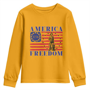 America Freedom 1776 Revolutionary War Youth Sweatshirt Minuteman Betsy Ross Flag Patriotic History TS02 Gold Print Your Wear