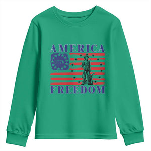 America Freedom 1776 Revolutionary War Youth Sweatshirt Minuteman Betsy Ross Flag Patriotic History TS02 Irish Green Print Your Wear