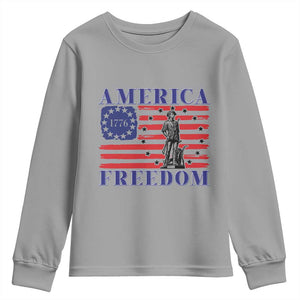 America Freedom 1776 Revolutionary War Youth Sweatshirt Minuteman Betsy Ross Flag Patriotic History TS02 Sport Gray Print Your Wear