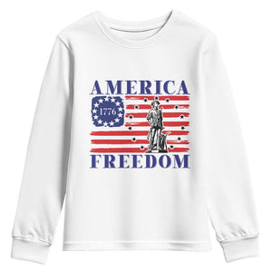 America Freedom 1776 Revolutionary War Youth Sweatshirt Minuteman Betsy Ross Flag Patriotic History TS02 White Print Your Wear