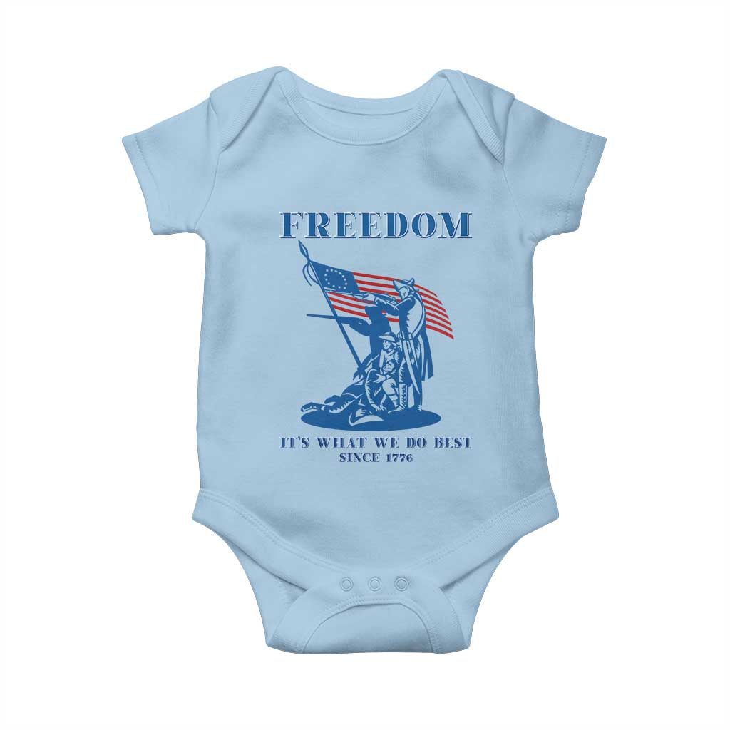 Freedom It’s What We Do Best Since 1776 Baby Onesie Revolutionary War Patriot Battle Scene TS02 Light Blue Print Your Wear