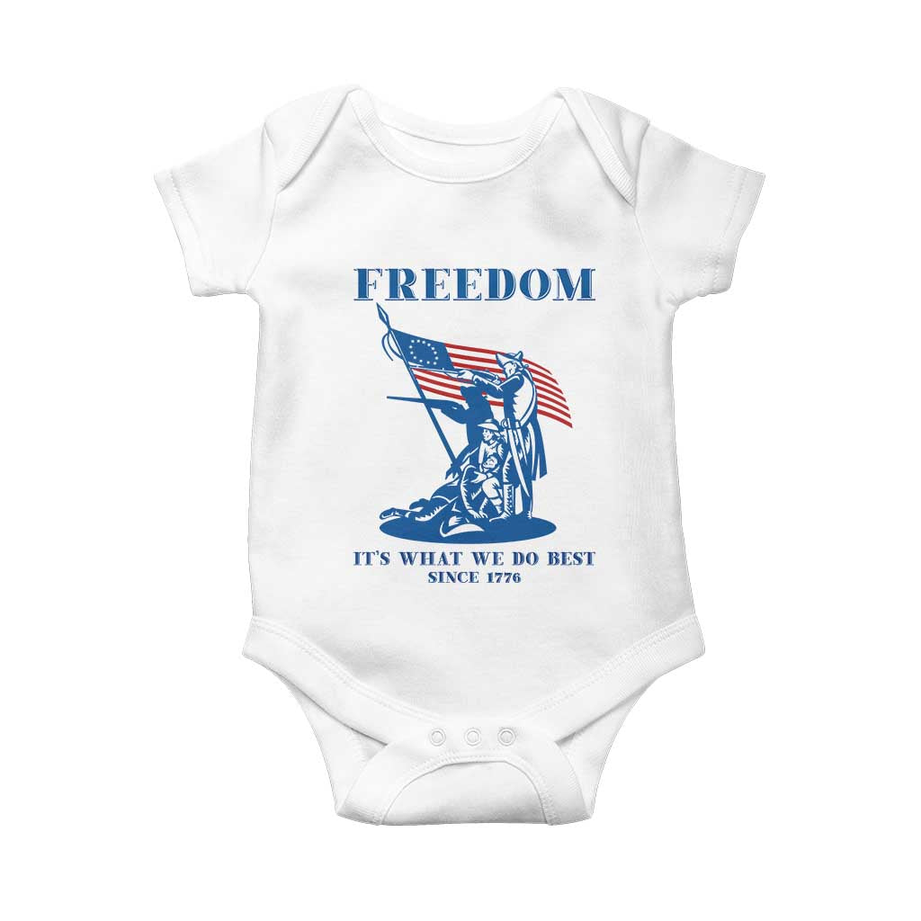 Freedom It’s What We Do Best Since 1776 Baby Onesie Revolutionary War Patriot Battle Scene TS02 White Print Your Wear