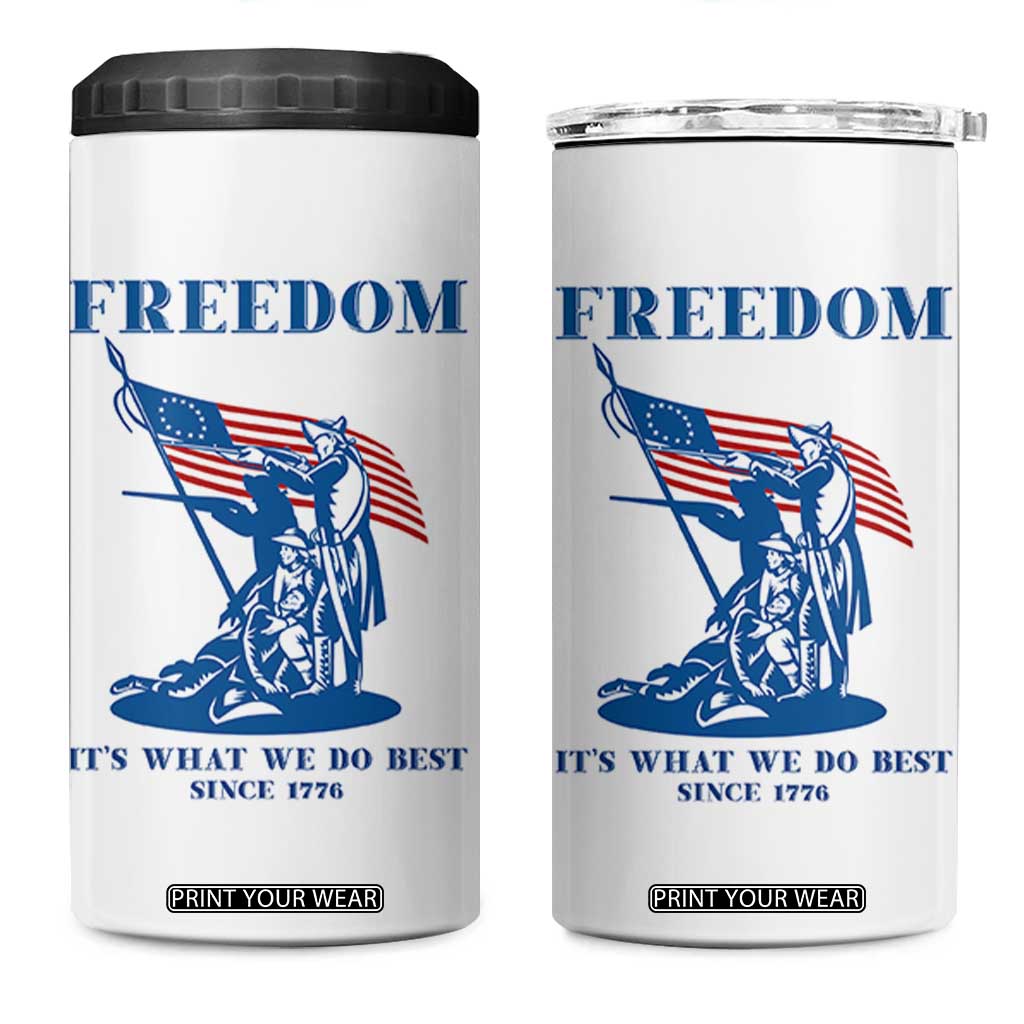Freedom It’s What We Do Best Since 1776 4 in 1 Can Cooler Tumbler Revolutionary War Patriot Battle Scene TS02 One Size: 16 oz White Print Your Wear