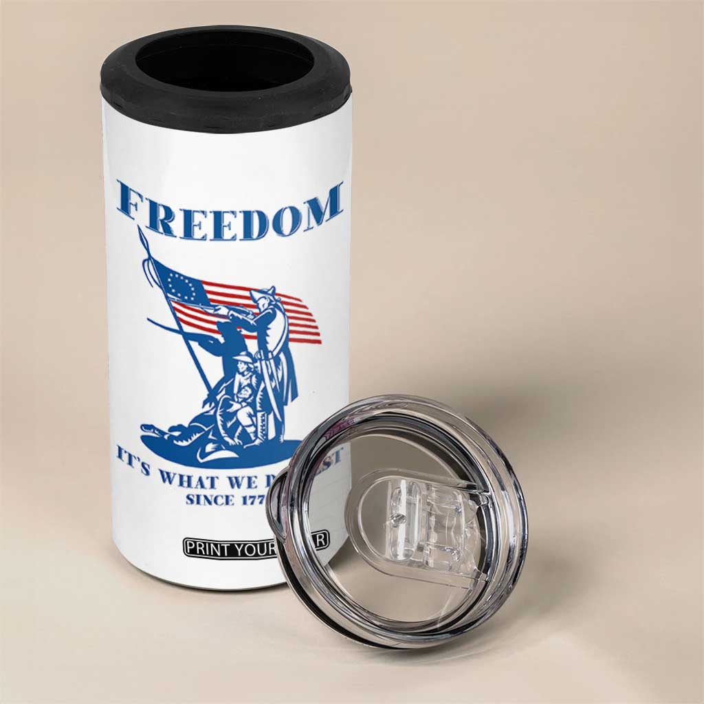 Freedom It’s What We Do Best Since 1776 4 in 1 Can Cooler Tumbler Revolutionary War Patriot Battle Scene TS02 Print Your Wear