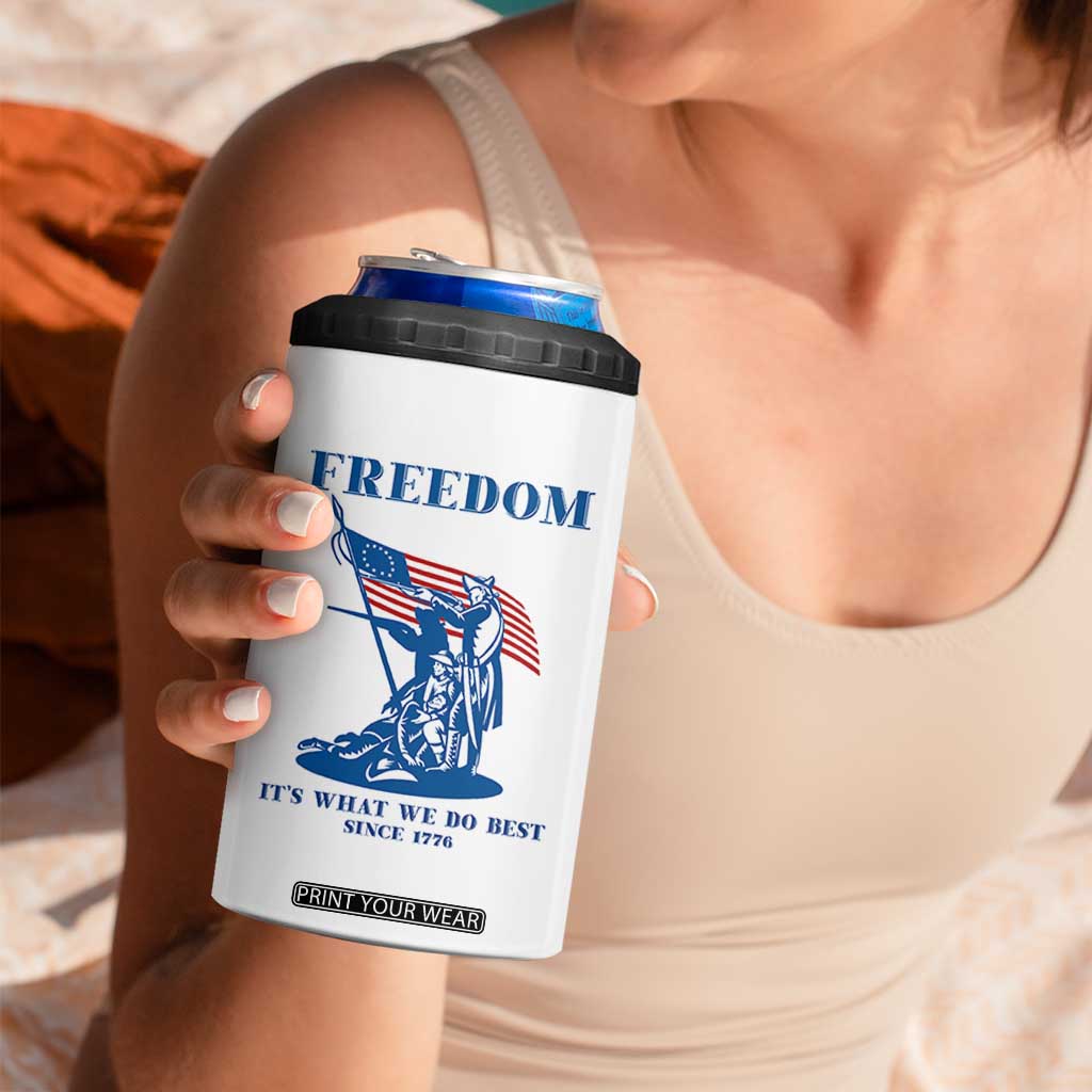 Freedom It’s What We Do Best Since 1776 4 in 1 Can Cooler Tumbler Revolutionary War Patriot Battle Scene TS02 Print Your Wear