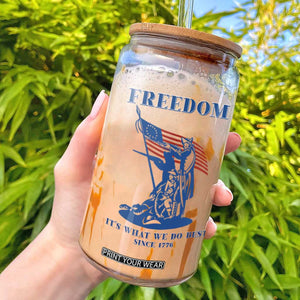 Freedom It’s What We Do Best Since 1776 Glass Can Revolutionary War Patriot Battle Scene TS02 White Print Your Wear