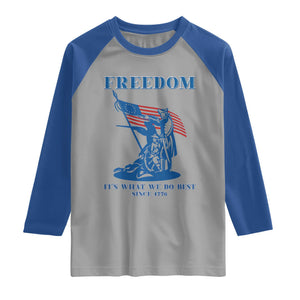 Freedom It’s What We Do Best Since 1776 Raglan Shirt Revolutionary War Patriot Battle Scene TS02 Sport Gray Royal Print Your Wear