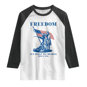 Freedom It’s What We Do Best Since 1776 Raglan Shirt Revolutionary War Patriot Battle Scene TS02 White Black Print Your Wear