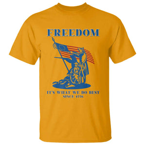 Freedom It’s What We Do Best Since 1776 T Shirt Revolutionary War Patriot Battle Scene TS02 Gold Print Your Wear