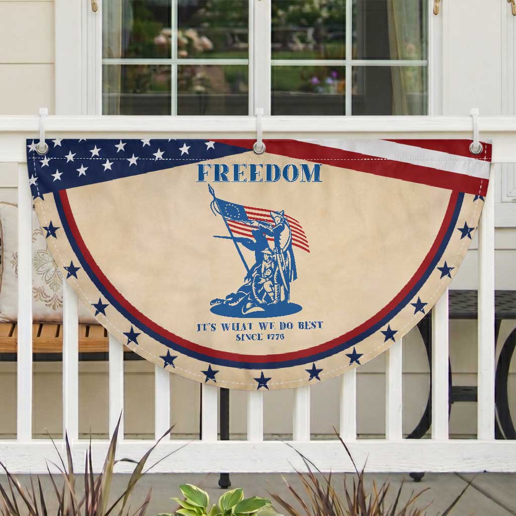 Freedom It’s What We Do Best Since 1776 Patriotic Fan Flag Revolutionary War Patriot Battle Scene