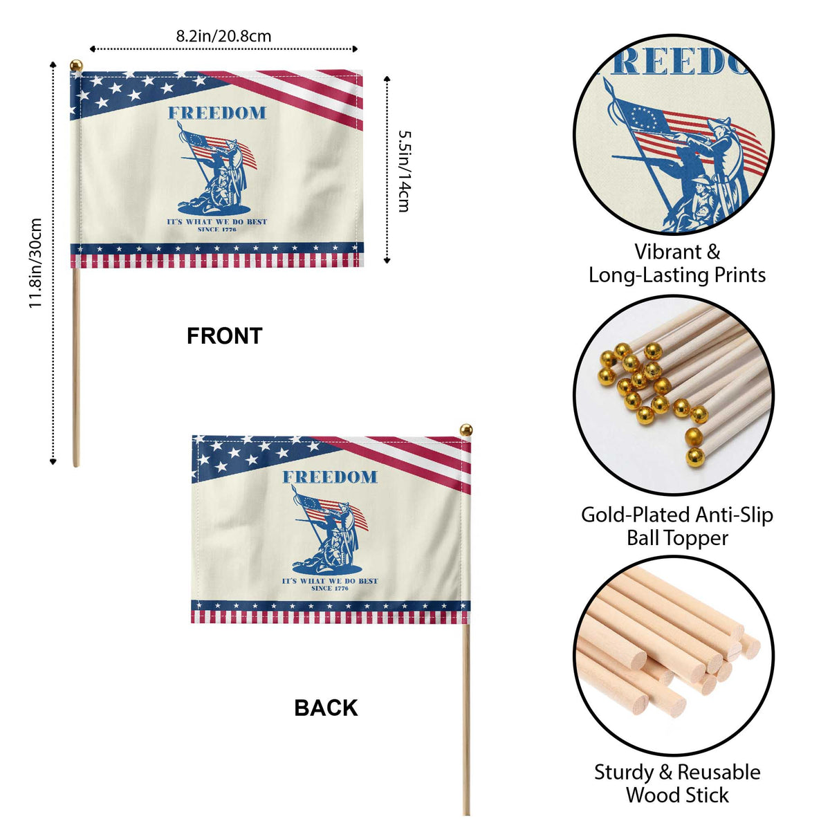 Freedom It’s What We Do Best Since 1776 Patriotic Handheld Flag Revolutionary War Patriot Battle Scene TS02 Print Your Wear