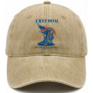 Freedom It’s What We Do Best Since 1776 Washed Cotton Baseball Cap Revolutionary War Patriot Battle Scene TS02 Print Your Wear