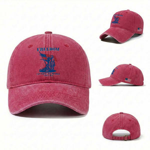 Freedom It’s What We Do Best Since 1776 Washed Cotton Baseball Cap Revolutionary War Patriot Battle Scene TS02 Washed Cap Universal Fit Red Print Your Wear