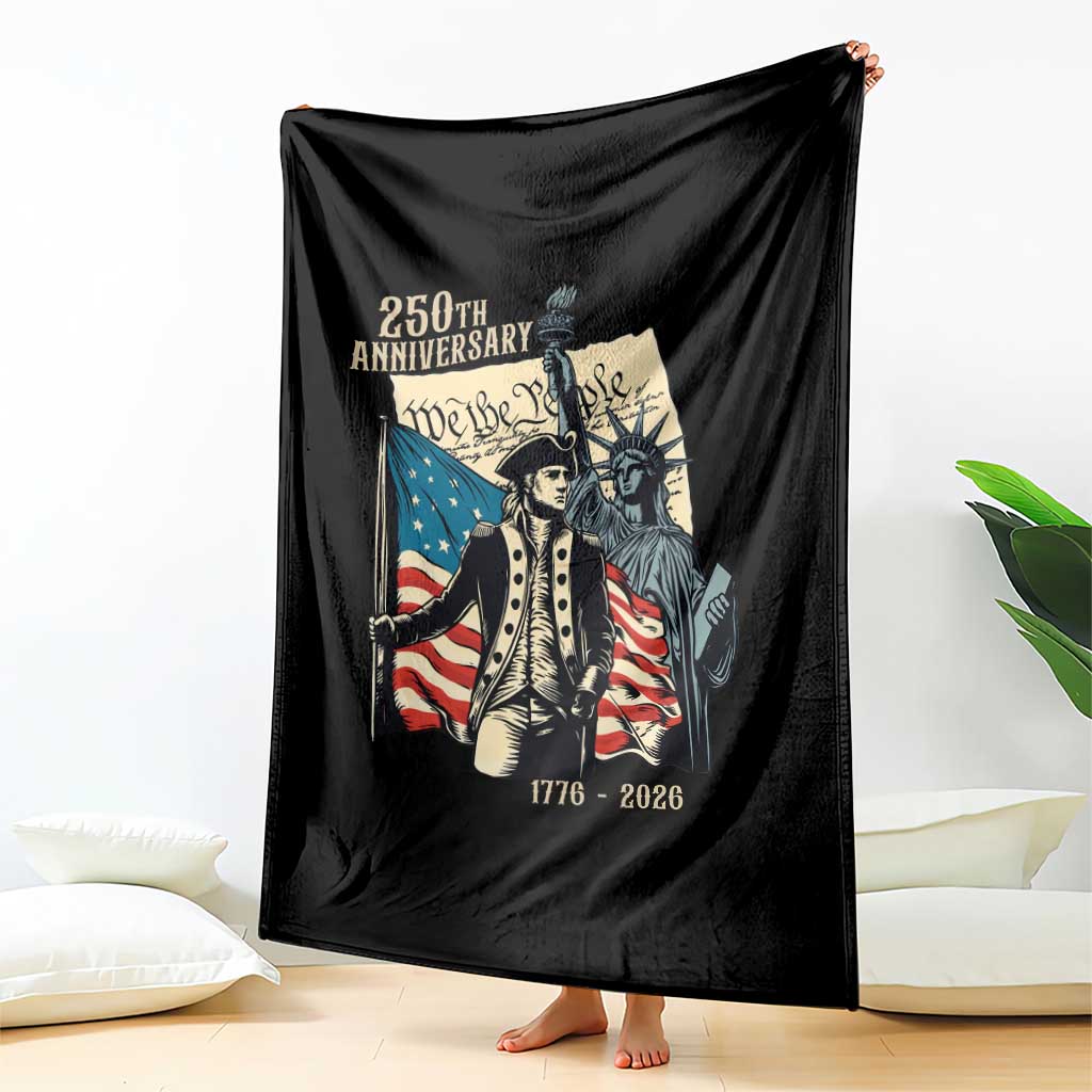 250th Anniversary 1776-2026 We The People Throw Blanket George Washington and Statue of Liberty History Pride TS02 Print Your Wear