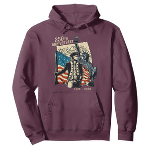 250th Anniversary 1776-2026 We The People Hoodie George Washington and Statue of Liberty History Pride TS02 Maroon Print Your Wear
