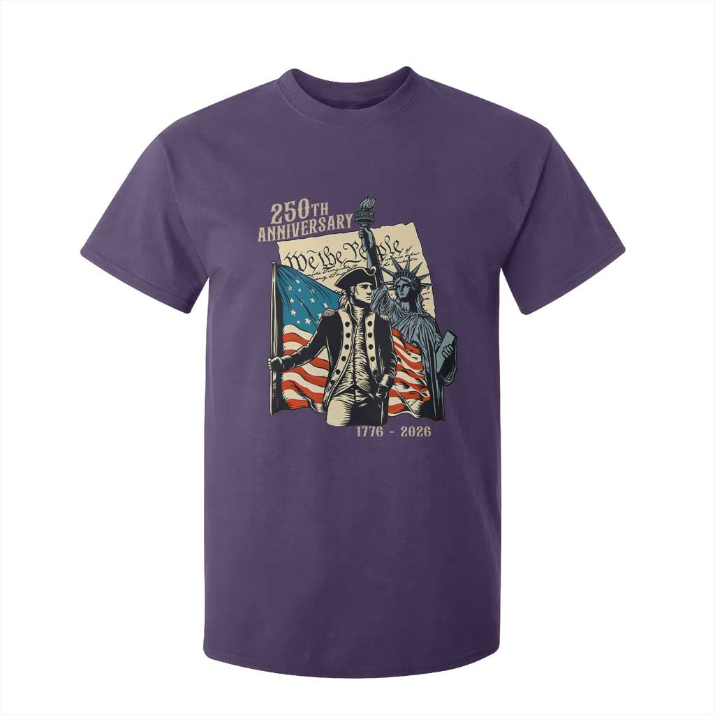 250th Anniversary 1776-2026 We The People T Shirt For Kid George Washington and Statue of Liberty History Pride TS02 Purple Print Your Wear