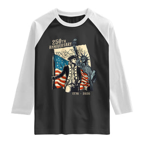 250th Anniversary 1776-2026 We The People Raglan Shirt George Washington and Statue of Liberty History Pride TS02 Black White Print Your Wear