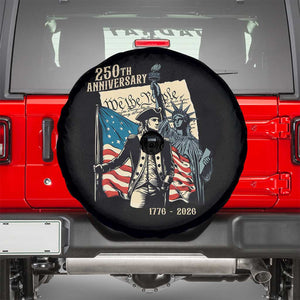 250th Anniversary 1776-2026 We The People Spare Tire Cover George Washington and Statue of Liberty History Pride TS02 Black Print Your Wear