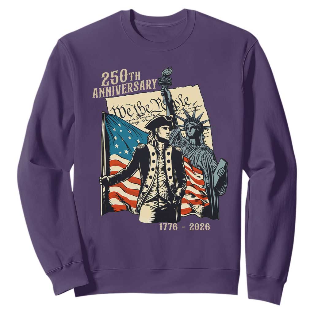 250th Anniversary 1776-2026 We The People Sweatshirt George Washington and Statue of Liberty History Pride TS02 Purple Print Your Wear