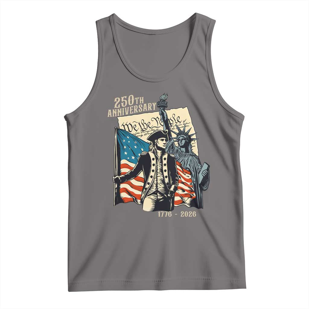 250th Anniversary 1776-2026 We The People Tank Top George Washington and Statue of Liberty History Pride TS02 Deep Heather Print Your Wear