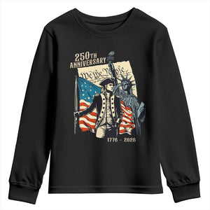 250th Anniversary 1776-2026 We The People Youth Sweatshirt George Washington and Statue of Liberty History Pride TS02 Black Print Your Wear