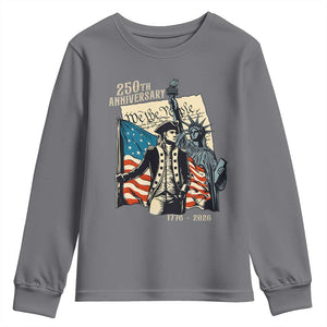 250th Anniversary 1776-2026 We The People Youth Sweatshirt George Washington and Statue of Liberty History Pride TS02 Charcoal Print Your Wear