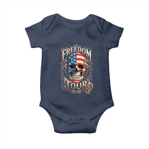 Freedom Tour 250 Years 1776-2026 American Flag Skull Baby Onesie Rock Aesthetic Patriotic Semiquincentennial 250th Anniversary TS02 Navy Print Your Wear